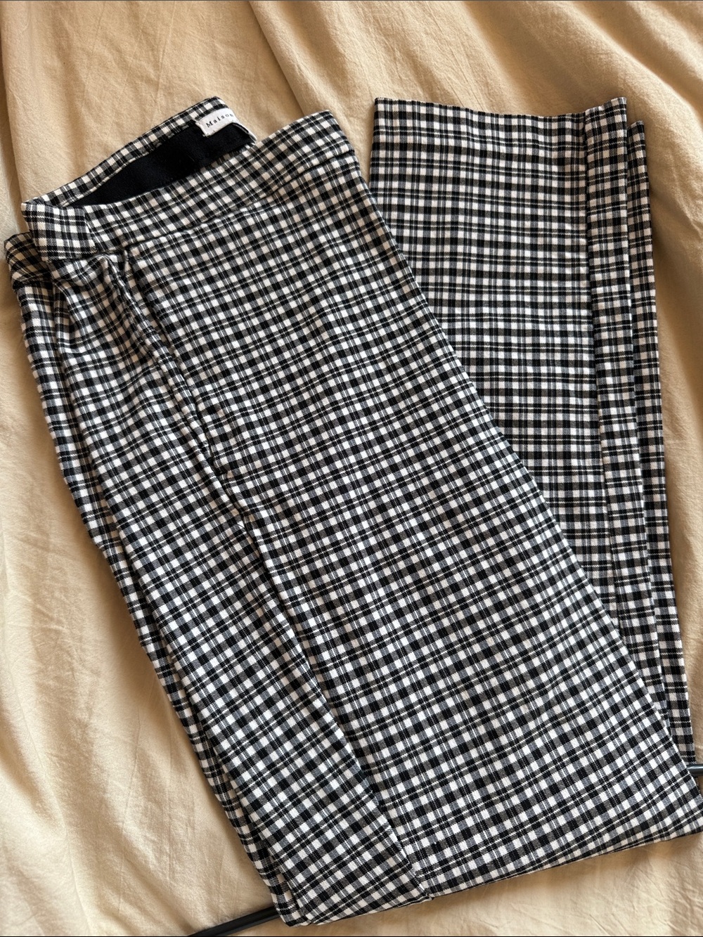 Tailored Black & White Plaid Pantsuit Pants - Women